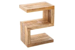 Handgearbeiteter Beistelltisch S 60cm Mango Massivholz mit Ablage variabel stellbar