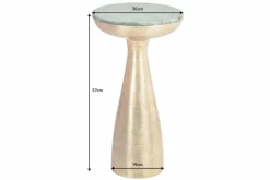 Handgearbeiteter Beistelltisch ELEMENTS 55cm gold grün Marmor rund