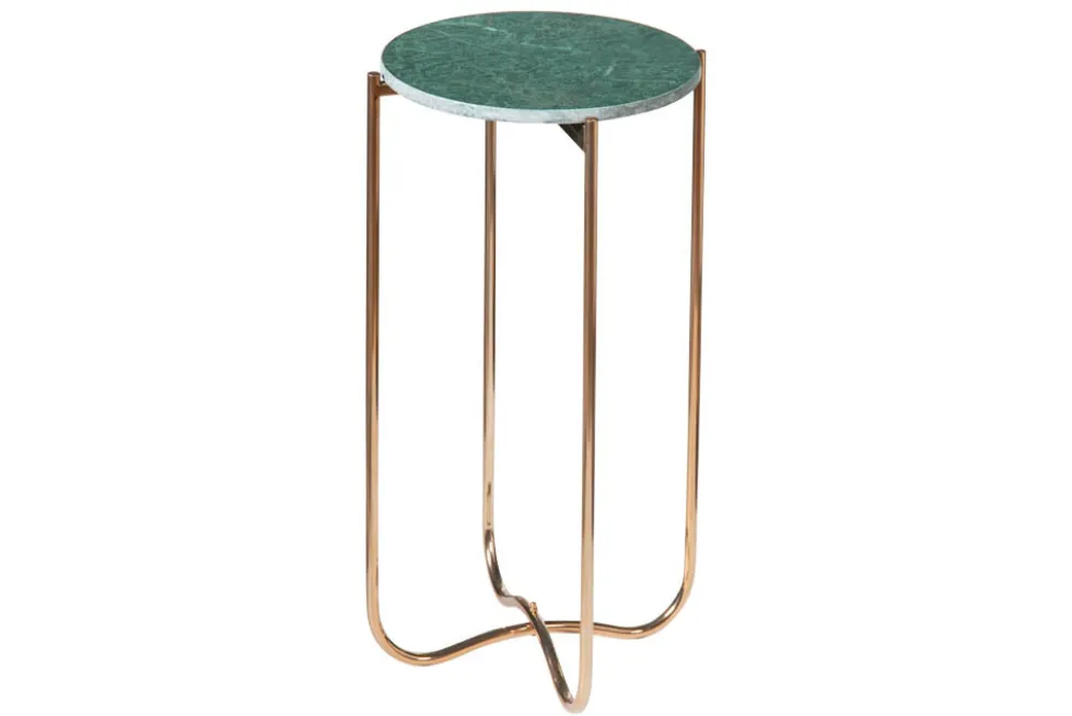 Handgearbeiteter Beistelltisch NOBLE I 35cm grün Marmor abnehmbare Tischplatte rund