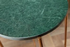 Handgearbeiteter Beistelltisch NOBLE I 35cm grün Marmor abnehmbare Tischplatte rund