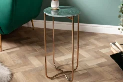 Handgearbeiteter Beistelltisch NOBLE I 35cm grün Marmor abnehmbare Tischplatte rund