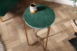 Handgearbeiteter Beistelltisch NOBLE I 35cm grün Marmor abnehmbare Tischplatte rund