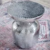 Handgearbeiteter Beistelltisch ORIENT 50cm silber Metall Hammerschlag Design rund