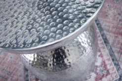 Handgearbeiteter Beistelltisch ORIENT 50cm silber Metall Hammerschlag Design rund