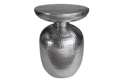 Handgearbeiteter Beistelltisch ORIENT 50cm silber Metall Hammerschlag Design rund