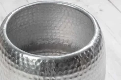 Handgearbeiteter Beistelltisch ORIENT 50cm silber Metall Hammerschlag Design rund