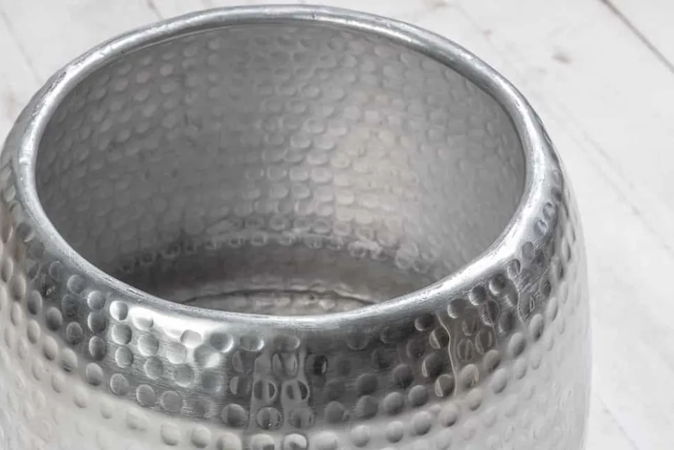 Handgearbeiteter Beistelltisch ORIENT 50cm silber Metall Hammerschlag Design rund