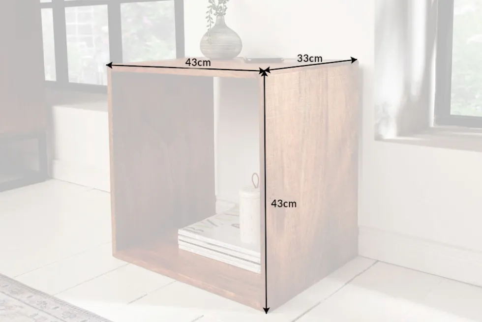 Handgearbeiteter Beistelltisch MAKASSAR 45cm natur Mangoholz Massivholz Nachttisch Regal