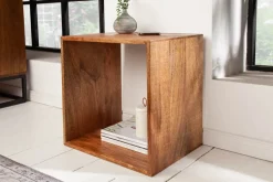 Handgearbeiteter Beistelltisch MAKASSAR 45cm natur Mangoholz Massivholz Nachttisch Regal