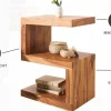 Handgearbeiteter Beistelltisch S 60cm braun Sheesham Massivholz stone finish Ablage