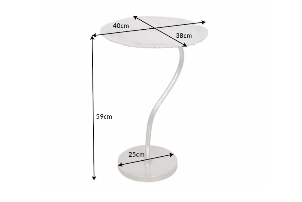 Handgearbeiteter Beistelltisch ABSTRACT LEAF 40cm silber