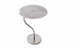 Handgearbeiteter Beistelltisch ABSTRACT LEAF 40cm silber