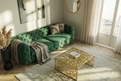 Handgearbeiteter Couchtisch ABSTRACT 60cm Alu gold im Gap Design