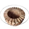 Handgearbeiteter Couchtisch PURE NATURE 70cm Teak Massivholz rund mit Glasplatte