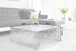 Handgearbeiteter Couchtisch ABSTRACT 60cm Alu silberfarbig im Gap Design
