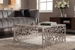 Handgearbeiteter Couchtisch ABSTRACT 60cm Alu silberfarbig im Gap Design