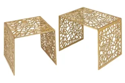 Handgearbeiteter Couchtisch ABSTRACT 50cm 2er Set gold im Gap Design