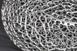 Handgearbeiteter Couchtisch ORGANIC 120cm silber Metall Blatt-Design mit Stauraum