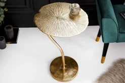Handgearbeiteter Design Beistelltisch ABSTRACT LEAF 40cm gold