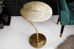 Handgearbeiteter Design Beistelltisch ABSTRACT LEAF 40cm gold