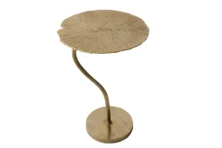 Handgearbeiteter Design Beistelltisch ABSTRACT LEAF 40cm gold