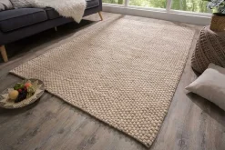 Handgearbeiteter Teppich WOOL 240x160cm beige aus Wolle