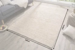 Handgearbeiteter Teppich WOOL 240x160cm beige aus Wolle