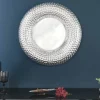 Handgearbeiteter Wandspiegel ORIENT 60cm silber im Hammerschlag Design aus Metall