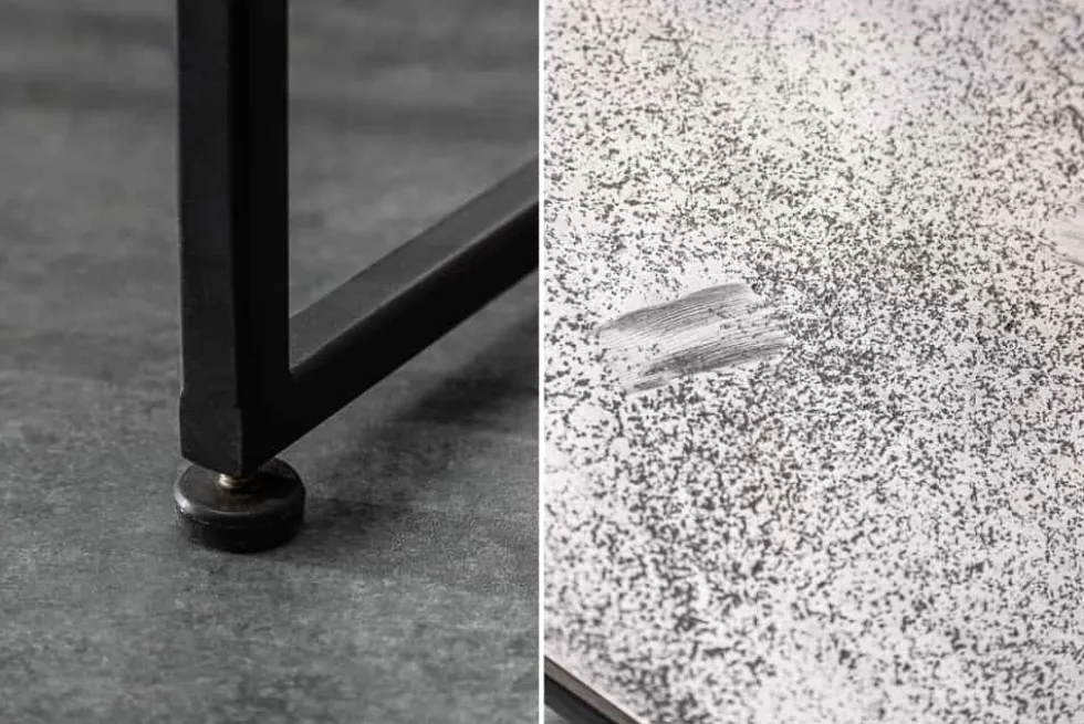 Handgearbeitetes Beistelltisch 2er Set ELEMENTS 40cm silber schwarz Couchtisch