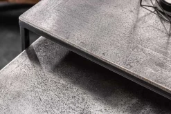 Handgearbeitetes Beistelltisch 2er Set ELEMENTS 40cm silber schwarz Couchtisch