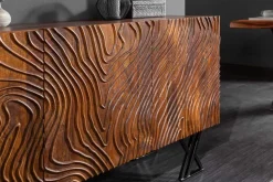Handgearbeitetes Sideboard FLUID 160cm Mangoholz mit aufwendigen 3D Schnitzereien