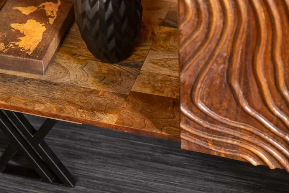 Handgearbeitetes Sideboard FLUID 160cm Mangoholz mit aufwendigen 3D Schnitzereien