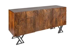 Handgearbeitetes Sideboard FLUID 160cm Mangoholz mit aufwendigen 3D Schnitzereien