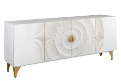 Handgearbeitetes Sideboard GOLDEN SUNSET 180cm weiß gold Mangoholz Metallbeine