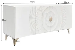 Handgearbeitetes Sideboard GOLDEN SUNSET 180cm weiß gold Mangoholz Metallbeine