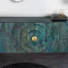 Handgearbeitetes Sideboard GOLDEN SUNSET 180cm türkis gold Mangoholz Metallbeine