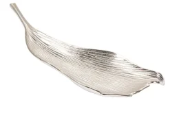 Handgefertigte Deko Schale ABSTRACT LEAF 65cm silber Aluminium
