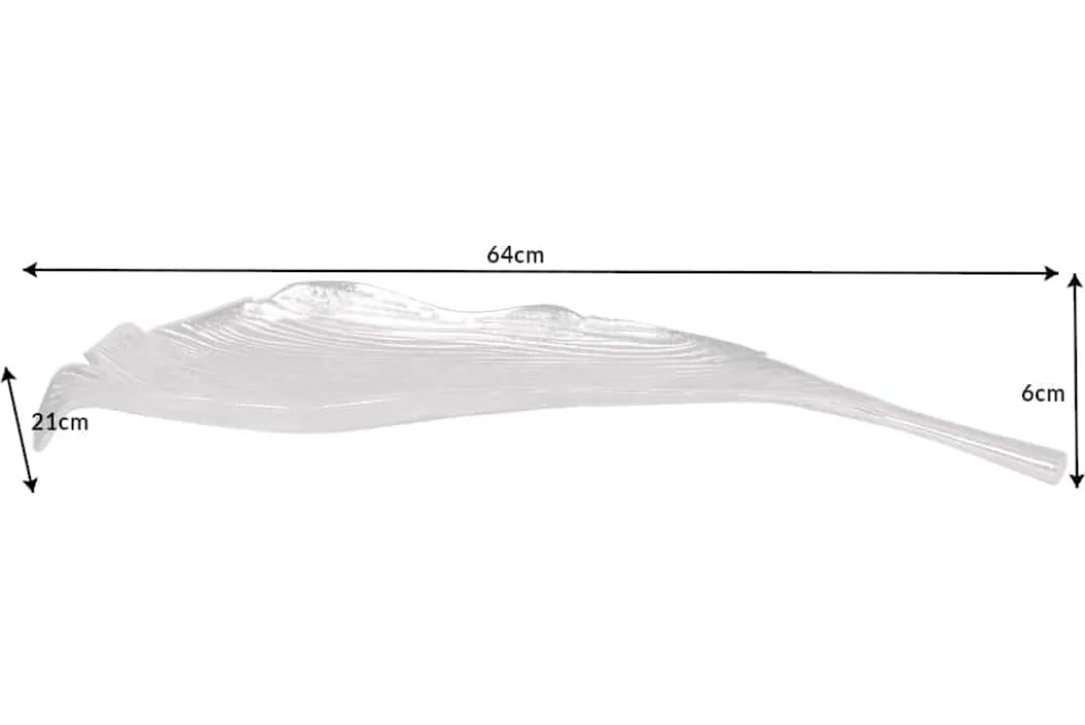 Handgefertigte Deko Schale ABSTRACT LEAF 65cm silber Aluminium