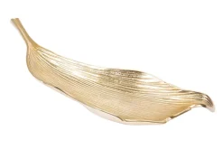 Handgefertigte Deko Schale ABSTRACT LEAF 65cm gold Aluminium