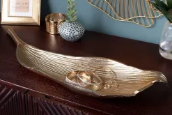 Handgefertigte Deko Schale ABSTRACT LEAF 65cm gold Aluminium