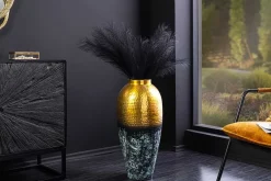 Handgefertigte Deko Vase ORIENT M 50cm gold Metall mit Patina Hammerschlag Design