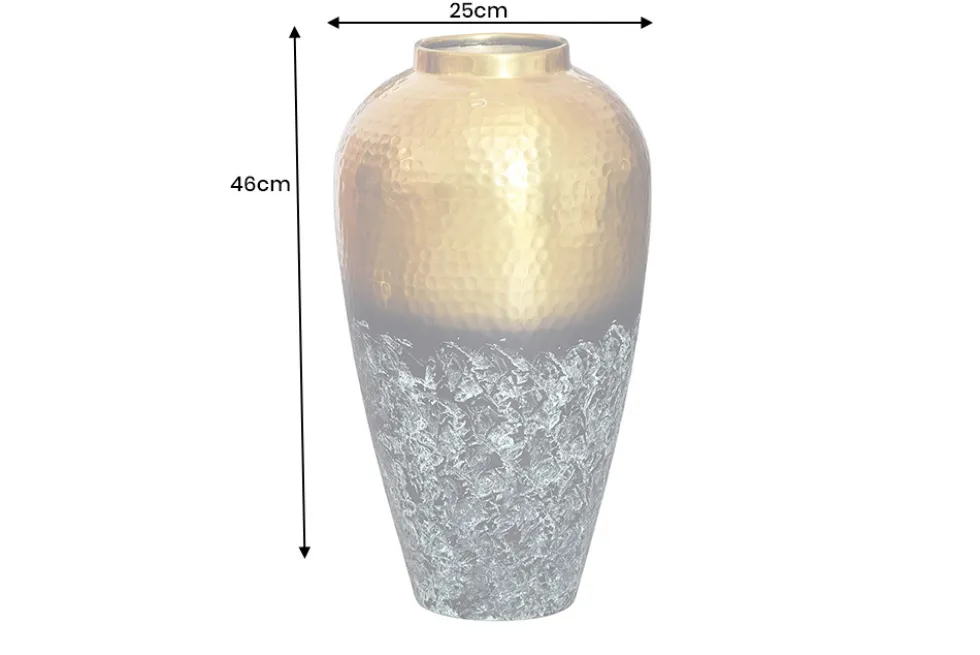 Handgefertigte Deko Vase ORIENT M 50cm gold Metall mit Patina Hammerschlag Design
