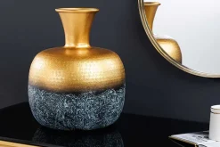 Handgefertigte Deko Vase ABSTRACT ORIENT 40cm gold rund Metall Patina