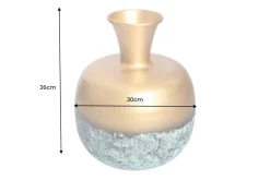Handgefertigte Deko Vase ABSTRACT ORIENT 40cm gold rund Metall Patina