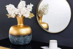 Handgefertigte Deko Vase ABSTRACT ORIENT 40cm gold rund Metall Patina