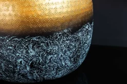Handgefertigte Deko Vase ABSTRACT ORIENT 40cm gold rund Metall Patina