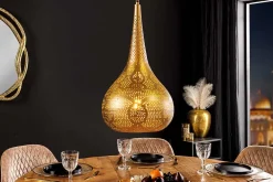 Handgefertigte Hängelampe ORIENT LIVING 50cm gold Eisen Tropfenform