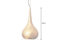 Handgefertigte Hängelampe ORIENT LIVING 50cm gold Eisen Tropfenform