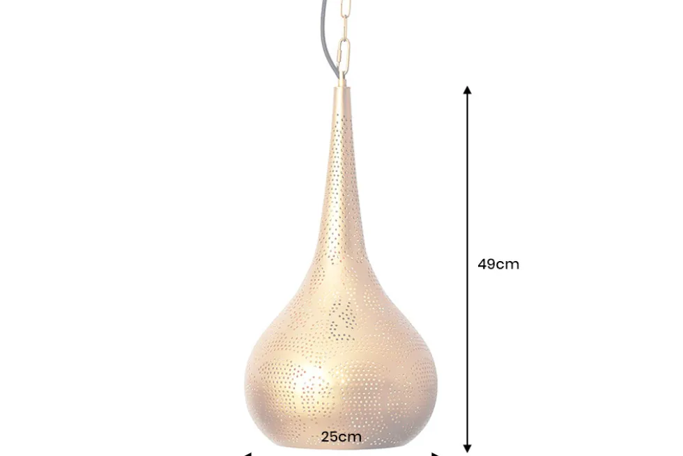 Handgefertigte Hängelampe ORIENT LIVING 50cm gold Eisen Tropfenform