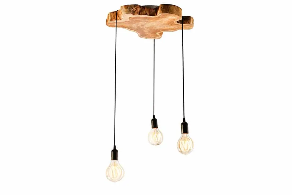Handgefertigte Hängeleuchte HYPNOTIC 50cm natur Longan Massivholz